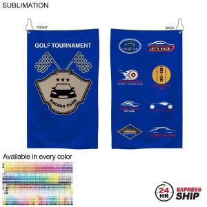 24 Hr Express Ship - Colored Microfiber Dri-Lite Terry Golf Towel, 15x25, Sublimated 2 sides