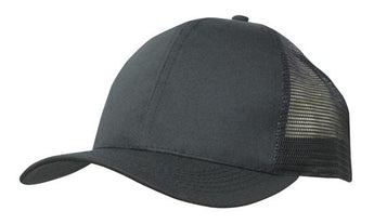 Black Breathable Poly Twill With Mesh Back