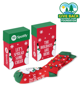 Multicolor ACE Holiday Themed Socks in Flip Top Box grouped