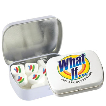 Black Domed Tin - Imprinted Square Mints grouped