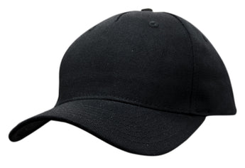 Black Cotton Twill Cap with Buckle