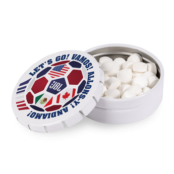 Black Soccer Theme Snap-It Tin-MicroMints® grouped