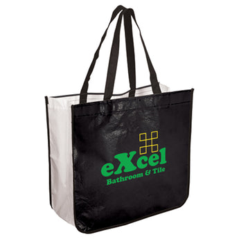 Black-White Extra Large Laminated Shopping Tote