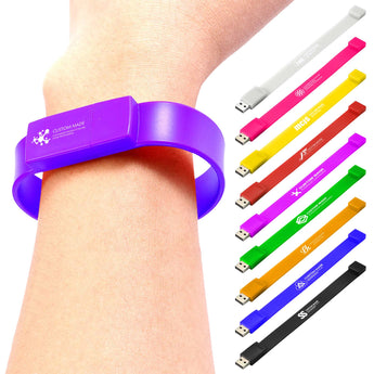 4GB Personalised Silicone Wristband USB Flash Drive grouped