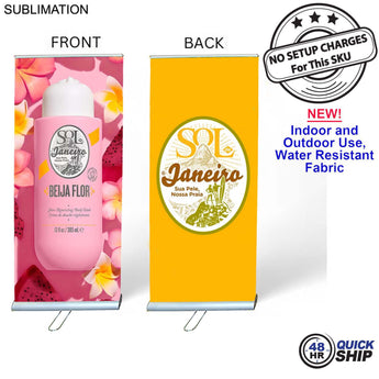 48Hr Quick Ship - Sublimated Heavy Fabric Premium Retractable Banner w/ Double sided Graphics grouped