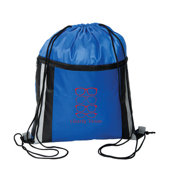 Royal Blue-Black Cinch Dazzler Reflective Drawstring Bag