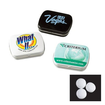 BLACK Domed Tin with Golf Ball Shaped Mints grouped