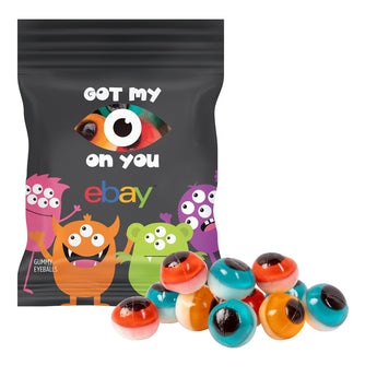 Full Color Clever Candy 2oz. Full Color DigiBag™ with 3D Gummy Eyeballs grouped