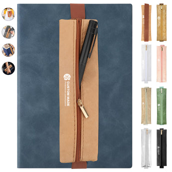 Elastic Band Leather Pencil Case grouped