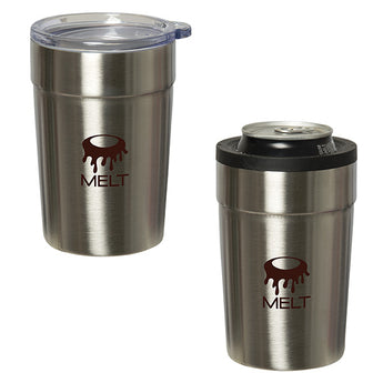 Silver Chill Zone 360 Ml. (12 Fl. Oz.) 2-In-1 Can Insulator/Tumbler