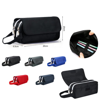 Portable Double Zipper Canvas Pencil Case grouped