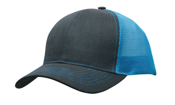 Charcoal Cyan Brushed Cotton with Mesh Back Cap