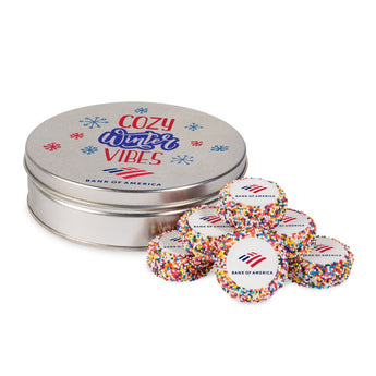 Blue Custom Dipped Sandwich Cookies in Tin - 7pc grouped
