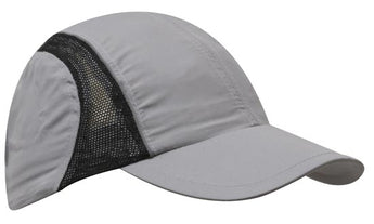 Grey Black Micro Fibre & Mesh Sports Cap with Reflective Trim
