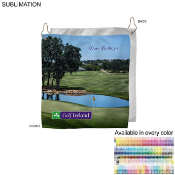 Microfiber Dri-Lite Terry Golf Towel, Finished size 15x15, Nofold Grommet & Hook, Sublimated grouped