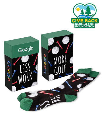 Multicolor ACE Golf Themed Socks in Flip Top Box grouped