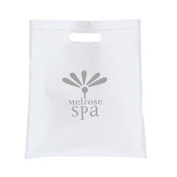 White Small Non Woven Cut-Out Handle Tote