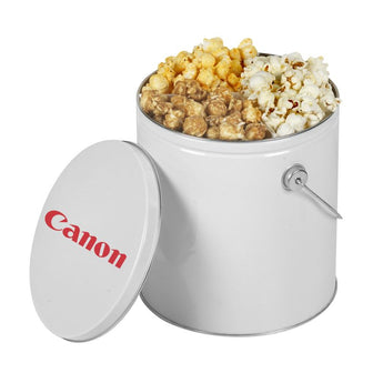 GOLD 1 Gallon Popcorn Tins- Trio (Butter, Cheddar, Caramel) grouped