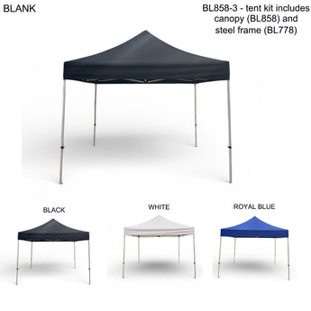 10' Tent Kit, Heavy duty Canopy and Steel Frame , Blank grouped