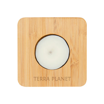 Bamboo Tea Light Candle Holder With Candle grouped