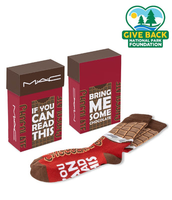 Multicolor ACE Chocolate Themed Socks in Flip Top Box grouped