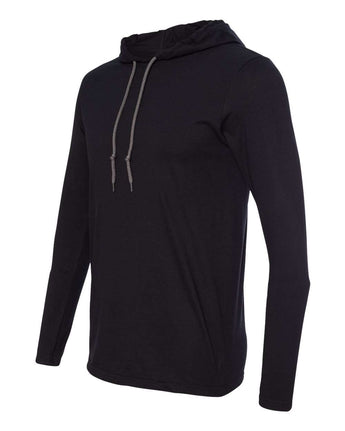 Black/ Dark Grey Softstyle® Lightweight Hooded Long Sleeve T-Shirt - 987
