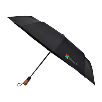 Black Elements 46" Recycled rPET Auto Open/Close Folding Umbrella