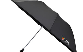 Black Elements 58" Recycled rPET Auto Open Travel Folding Umbrella