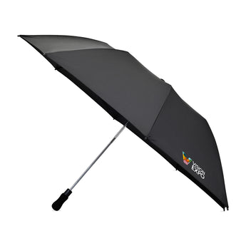 Black Elements 58" Recycled rPET Auto Open Travel Folding Umbrella