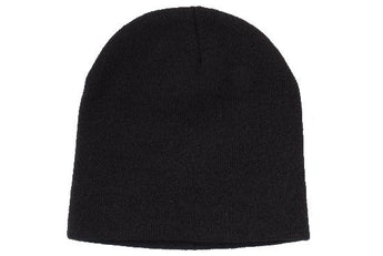 Black Rolled Down Acrylic Beanie - Toque plain
