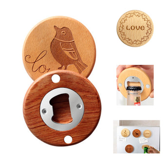 Personalized Wooden Bottle Opener W/Refrigerator Magnets grouped