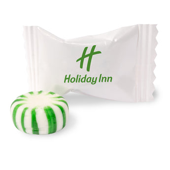 Clear Individually Wrapped Spearmint Flavored Starlight Mints grouped