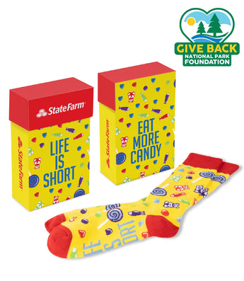 Multicolor ACE Candy Themed Socks in Flip Top Box grouped