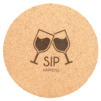 Round Natural Cork Coasters (4") grouped