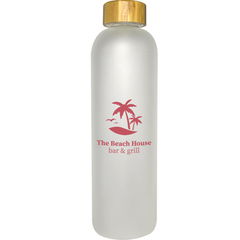 CANTON 1000 ML. (33.8 FL. OZ.) GLASS BOTTLE WITH BAMBOO LID grouped