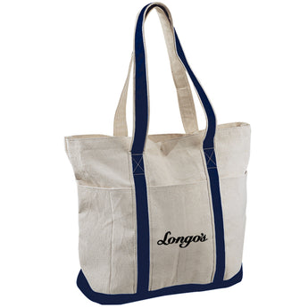Natural with Navy Heavy Cotton Tote Bag