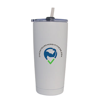 White Revelstoke 600 Ml. (20 Fl. Oz.) Tumbler With Straw