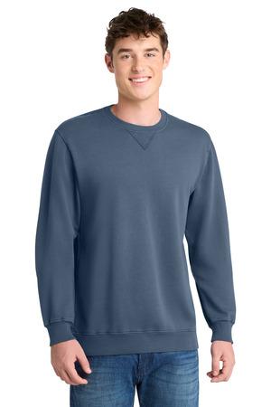 Front View of Amethyst Port & Co Beach Wash Garment-Dyed Crewneck Sweatshirt PC098 plain