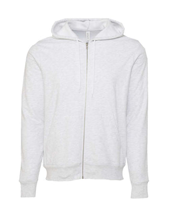 Front View of Ash Sponge Fleece Full-Zip Hoodie - 3739