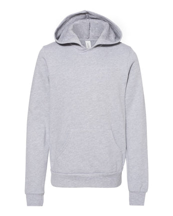 Front View of Athletic Heather Youth Sponge Fleece Hoodie - 3719Y