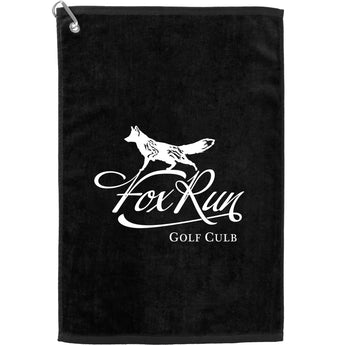 Front View of Black 3.5 lb./doz. 16x25in Terry Golf Towel
