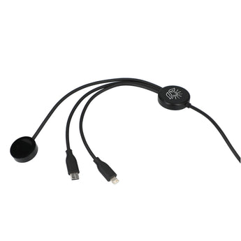 Front View of Black 5-in-1 Long Charging Cables with iWatch Charger