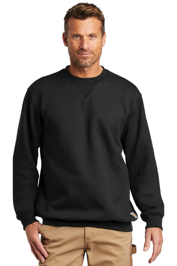 Front View of Black Carhartt Midweight Crewneck Sweatshirt. CTK124 plain