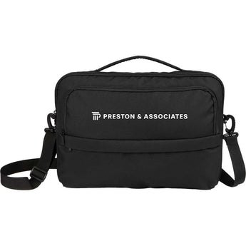 Front View of Black Crossbody Recycled Messenger Bag