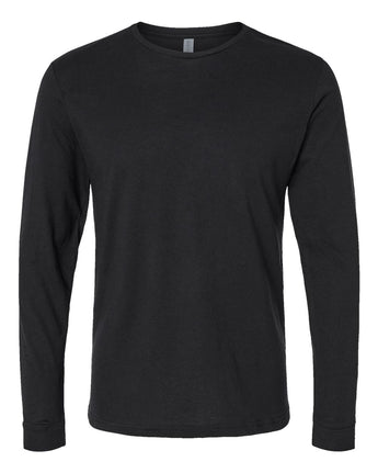 Front View of Black CVC Long Sleeve T-Shirt - 6211