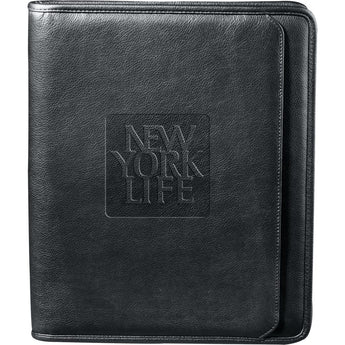 Front View of Black FSC® Mix Manhattan Zippered Padfolio