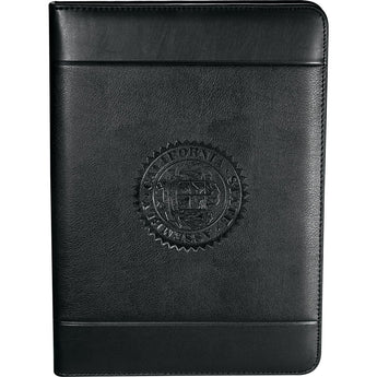 Front View of Black FSC® Mix Windsor Impressions Zip Padfolio