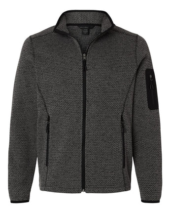 Front View of Black/ Grey Men's Jasper Full-Zip Fleece Jacket - NE730