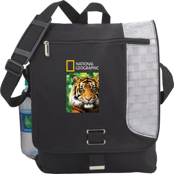 Front View of Black Gridlock Vertical 15" Computer Messenger Bag