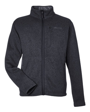Front View of Black Heather Drop Line Fleece Jacket - M16223